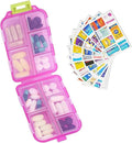 INVODA 7-Day Pill Organizer with Medicine Labels Travel Pill Case Compact, Portable Medication Organizer for Daily Use (3.7 x 2.4 x 1.18 Inches)