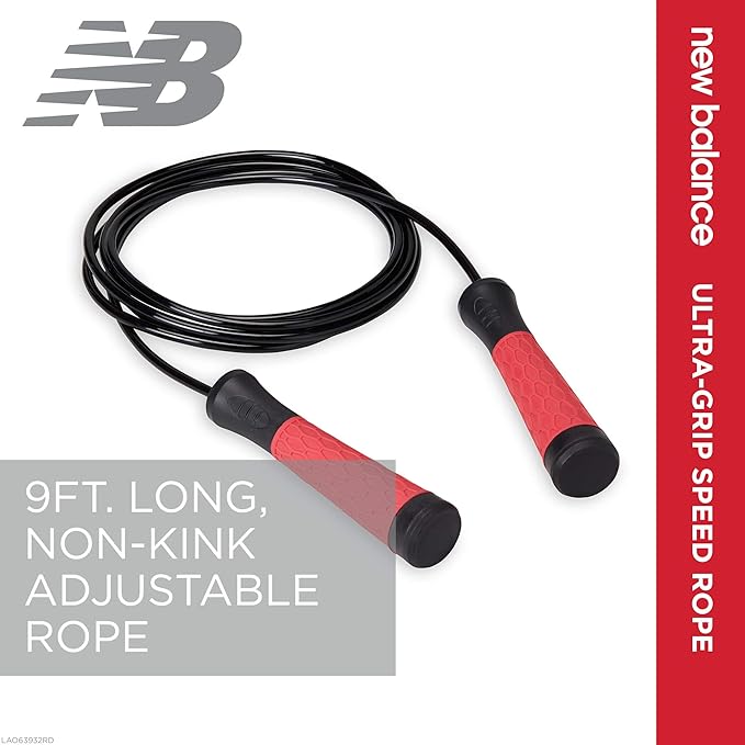 New Balance New Balance Speed Jump Rope - 9 Foot Long Adjustable Jumping Rope | Tangle-Free Skipping Cable & Ultra-Grip Handles