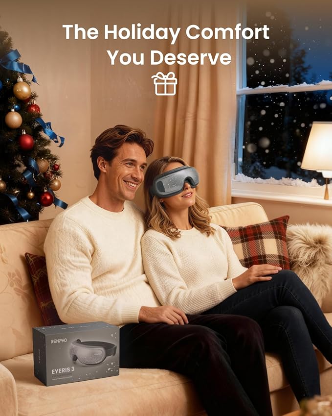 RENPHO Limited Edition Eye Massager with Heat and Cooling Voice Control, FSA Eligible HSA Mothers Day Birthday Gifts for Mom Women Men Her Him, Eye Mask for Migraines Relief, Eyeris 3 Reduce Dry Eyes