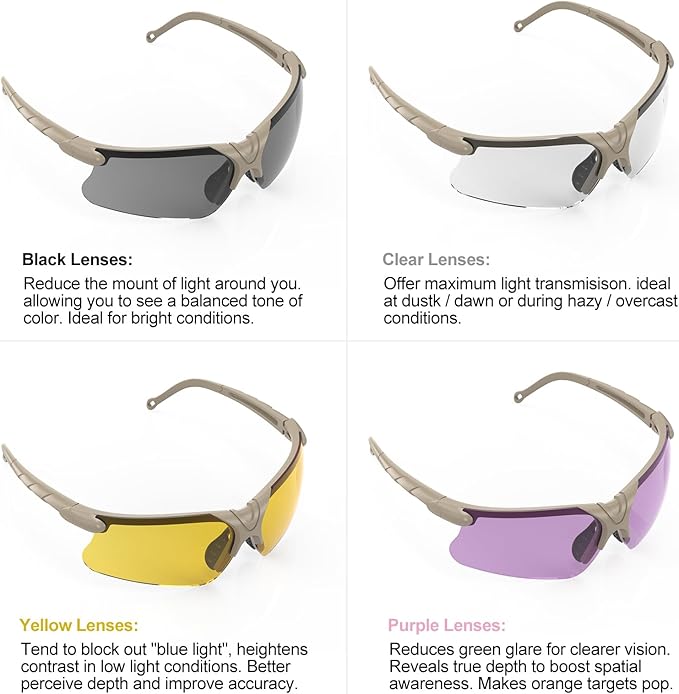 xaegistac Shooting Glasses with Case Anti Fog Hunting Safety Glasses for Adults