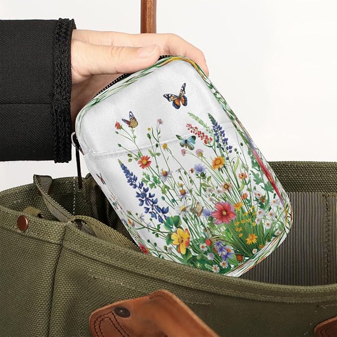 Flower Animal Butterfly Color Travel Pill Organizer Box Weekly Portable Pill Case Daily Pills 7 Day Small Birth Control Pills Container Removable Compartments for Medicine Vitamins Fish Oil