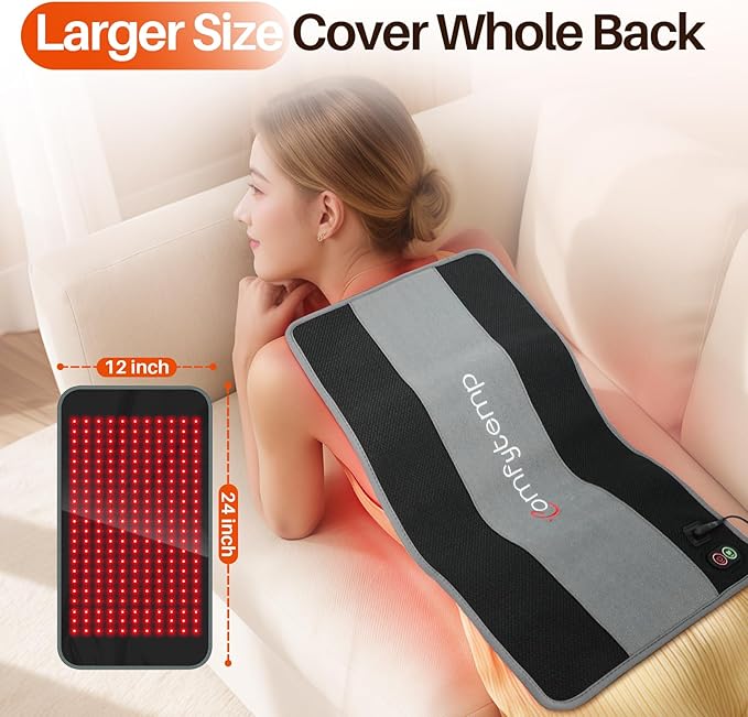 Comfytemp 24’’ x 12’’ Red Light Therapy Pad for Body, Wearable Near Infrared Light Therapy Wrap with Timer, 242 LEDs Large Light Pad for Back Joint Muscle, 660nm & 850nm, 32W