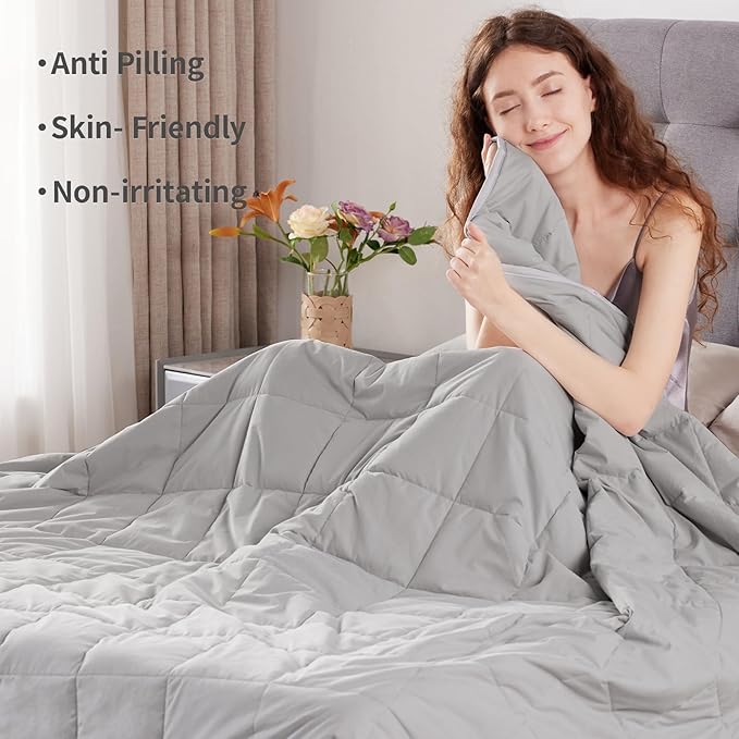 Weighted Blanket Queen Size (60"x80" 12lbs),Ultra Soft and Cozy Cooling Weighted Blanket Queen Size for Adult,Heavy Blanket with Machine Washable Soft Blanket, Stone Grey