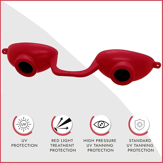 Super Sunnies Flex UV Eye Protection, FDA Compliant Tanning Bed Goggles, Red Light Therapy Glasses, 2 Pack