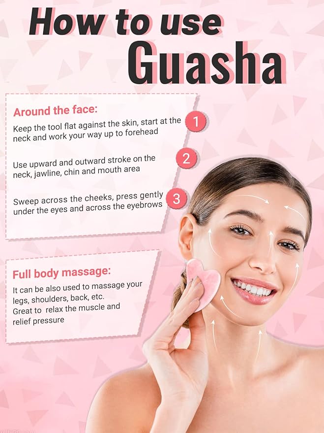 Deciniee Gua Sha Face Roller Tools: Jade Roller Facial Tools for Skin Care - Facial Massager for Face, Eyes, Neck, Relieve Fine Lines and Wrinkles