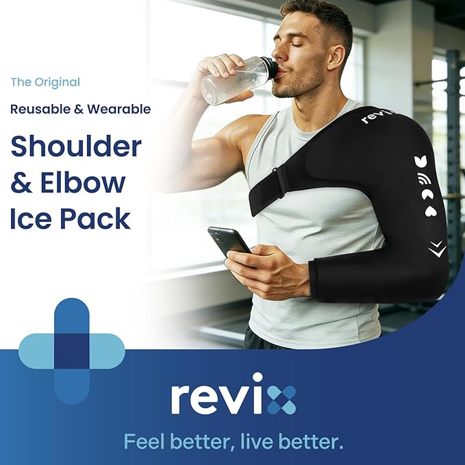 REVIX Arm Shoulder Ice Pack Rotator Cuff Cold Therapy, Reusable Ice Sleeve for Shoulder & Elbow Pain Relief, Gel Ice Packs for Pitchers, Volleyball Players, Athletes, Throwing Recovery, L