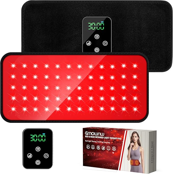 Cordless Red Light Therapy Belt, 3000mAh Battery Rechargeable Magnetic LED Screen Controller, Portable & Cordless, 12.4" * 5.7" Cordless Infrared Red Light Therapy for Body Back Knee Leg