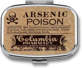 Metal 2 Compartment Pill Organizer Travel Friendly Portable Compact Pill Box Cute Pill Case,for Pocket Wallets Daily Portable Medicine Vitamin Tablet Storage (Arsenig Poison)