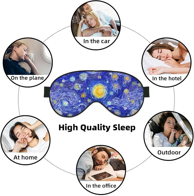 Abstract Starry Sky Sleep Mask Eye Mask with Adjustable Strap Eye Sleep Shade Cover Blocks Light for Women Men Airplane Travel Nap
