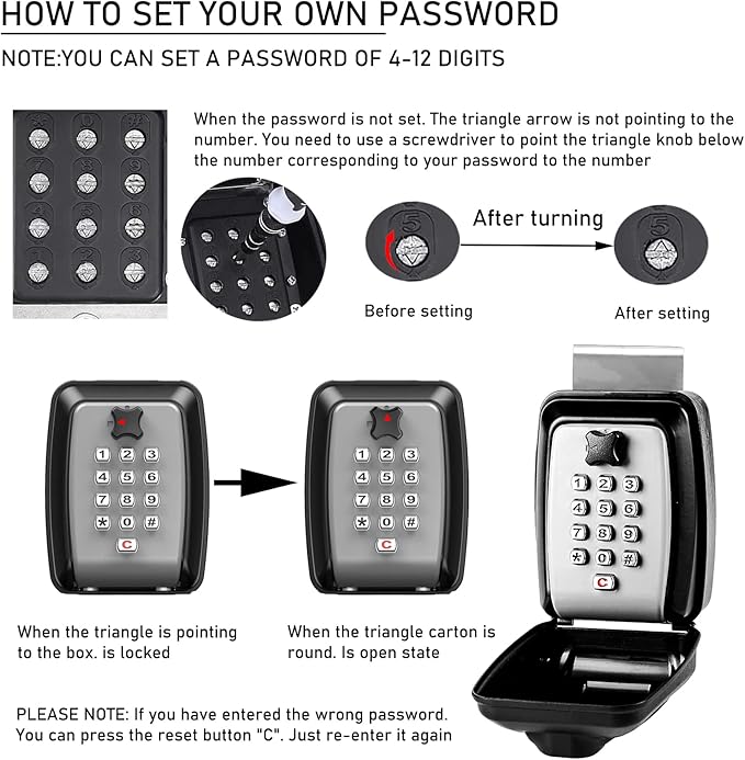 Car Key Lock Box, Turo Key Lock Box, Lock Box for Turo, Car Lockbox for Rentals & Rideshare, Car Window Lock Box Waterproof Lockbox with RFID Signal Blocker Pouch, Gray