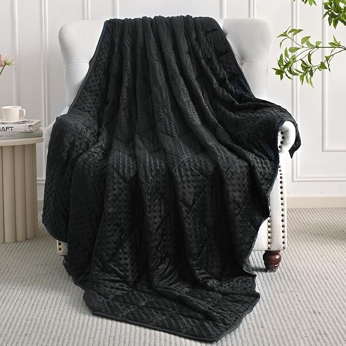 Mr. Sandman Weighted Blanket for Adults, Heavy Blanket for Woman, Man Sleeping/Calm, Soft and Cozy Weighted Throw Blankets, Machine Washable, 60 x 80in, 20 lbs, Black