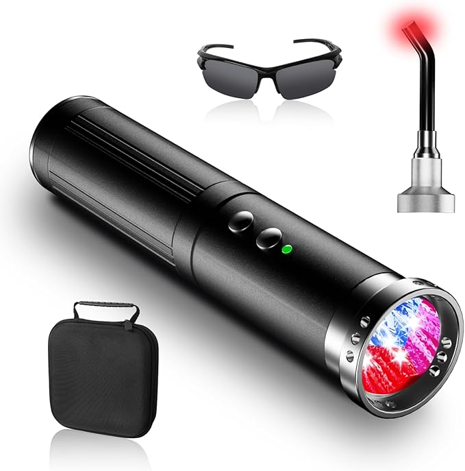 HomeCare Red Light Therapy Wand, Portable Handheld Red & Infrared Light Therapy Device with 5 Wavelengths (460/630/660/850/900nm), 10Hz Pulse, Smart Memory, Rechargeable for Face & Body Care