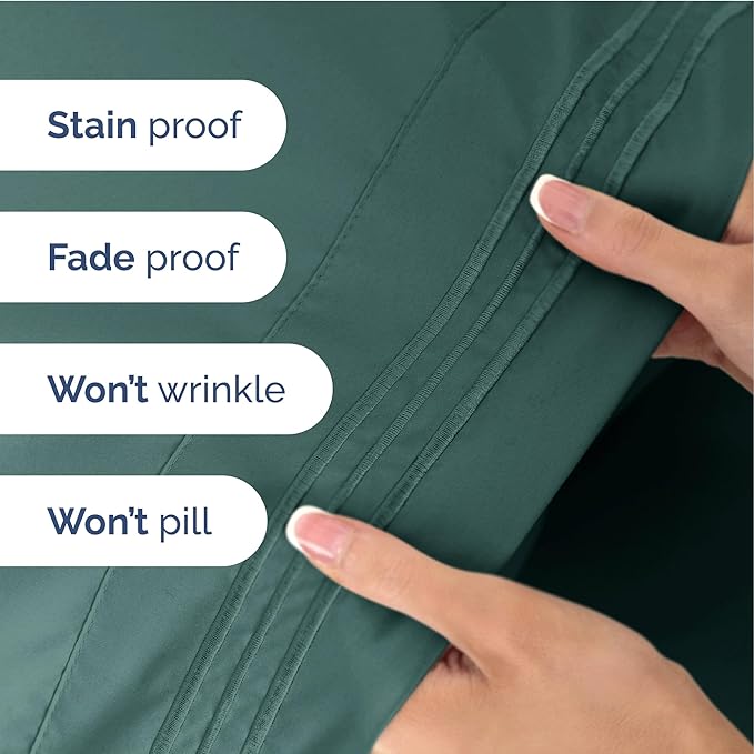Twin XL Size 3-Piece Sheet Set - Extra Soft, Breathable & Cooling - Hotel Luxury Durable Bed Sheets for Women & Men - Deep Pockets, Easy-Fit & Wrinkle-Free - Dusty Teal Oeko-Tex