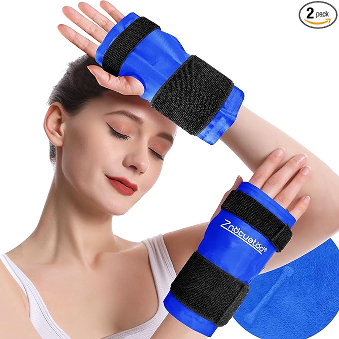 Wrist Hand Ice Pack Wrap 2 Pack-Reusable Gel Hot & Cold Therapy for Wrist Elbow Hand Pain Relief from Carpal Tunnel, Soreness,Rheumatoid Arthritis, Tendonitis,Swelling, Bruises & Sprains