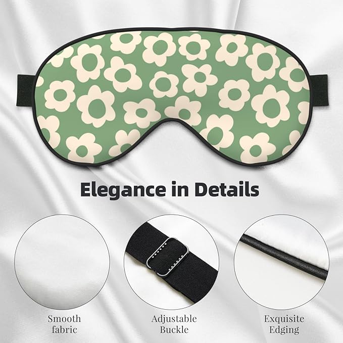 Vintage Groovy Flowers Sleep Mask Eye Mask with Adjustable Strap Eye Sleep Shade Cover Blocks Light for Women Men Airplane Travel Nap