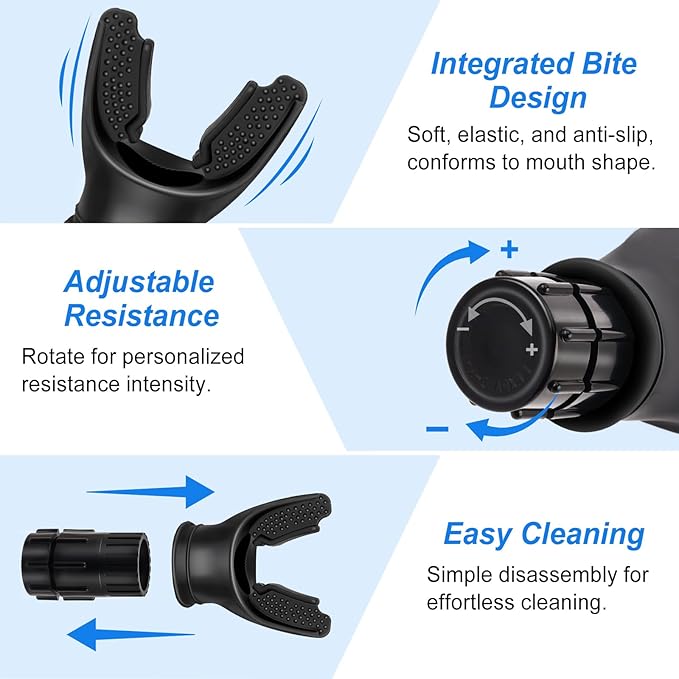 Portable Breathing Trainer with Adjustable Resistance Settings for Enhanced Strength and Endurance, Black