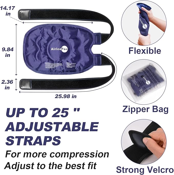 2 Ice Pack for Knee Pain Relief, Reusable Gel Ice Wrap for Injuries, Swelling, Knee Replacement Surgery, Cold Compress Therapy for Arthritis, Meniscus Tear and ACL, Blue