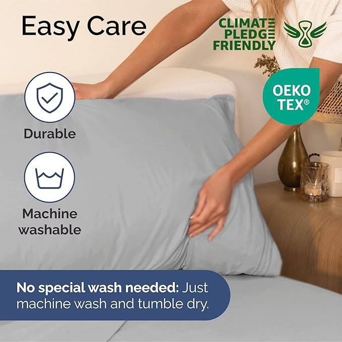 Queen Size 4 Piece Sheet Set - Extra Soft, Breathable & Cooling Sheets - Hotel Luxury Durable Bed Sheets for Women & Men - Deep Pockets, Easy-Fit & Wrinkle-Free Sheets - Soft Grey Oeko-Tex Bed Sheets