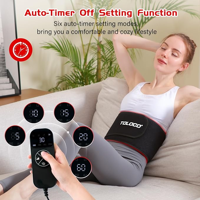 TOLOCO Infrared Light Therapy, Red Light Therapy for Body, Red Light Therapy Wrap Upgraded 3-in-1 LED Beads, 660nm & 850nm Red Light Belt with Remote Control, Relieves Back and Waist Muscle Pain