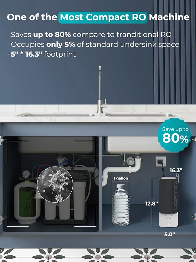 VIOMI 800GPD PFAS Reduction Reverse Osmosis System, NSF/ANSI 42, 53 and 372 Certified, 9-Stage & 48 Months Filter, Tankless RO Water Filter System Under Sink, Smart LED Reminder, Incl. 1 Extra Filter
