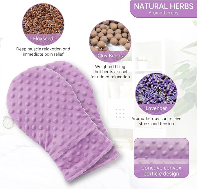 Microwavable Therapy Mittens with Arthritis Compression Gloves,Moist Heat Therapy Relief for Hands and Fingers of Stiff Joints, Trigger Finger, Inflammation, Raynaud's, Carpal Tunnel (Lavender)