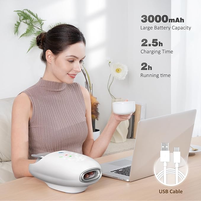 KNQZE Hand Massager with Heat and Compression, Rechargeable Touchscreen Massager with Roller Kneading for Wrist, Carpal Tunnel and Finger Numbness Relief, Gifts for Women Men Mom Dad (White)
