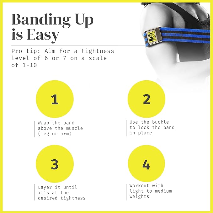 PRO Blood Flow Restriction Bands for Arms, Legs & Glutes Occlusion Training, Help Gain Muscle Without Heavy Weight Lifting, Quick-Release Strong Elastic Strap for Men & Women