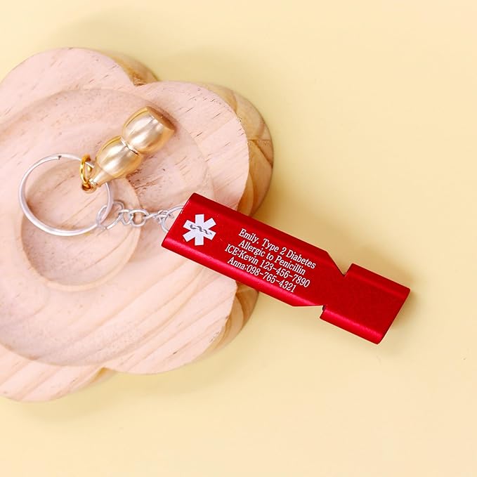 Medical Keychain with Gourd Pill Case – High Pitch Dual Tube Survival Whistle YA6000