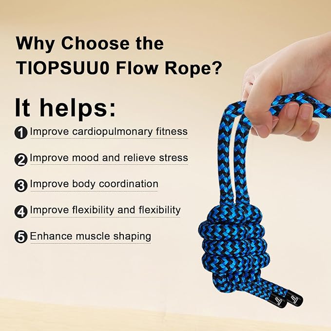 Flow Rope Exercise Jump Rope For Fitness, Working Out, Flow with 9 Ft Adjustable Double Woven Workout Rope For Men, Women, Beginners' Training – Indoor & Outdoor Cardio