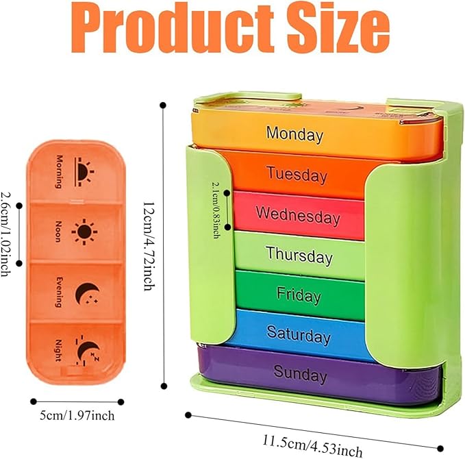 Stay on Track 7-Day Medication Organizer - for Effortless Health Management, Large Weekly Pill Organizer with 4 Times a Day Compartments, Stackable Pill Organizer for Vitamins & Supplements (White)