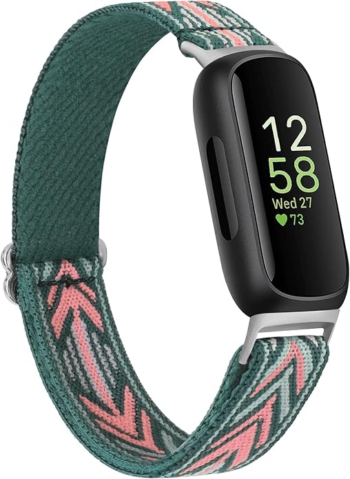 Vancle Elastic Bands for Fitbit Inspire 3 Bands Women, Breathable Adjustable Replacement Stretchy Nylon Loop Wristband Sport Straps Compatible with Fitbit Inspire 3 Fitness Tracker