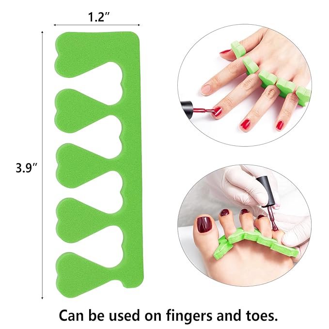 Toe Separators Set - 52 Pieces Premium Pedicure Tool, Spa Party Salon Polishing Separator (Green)