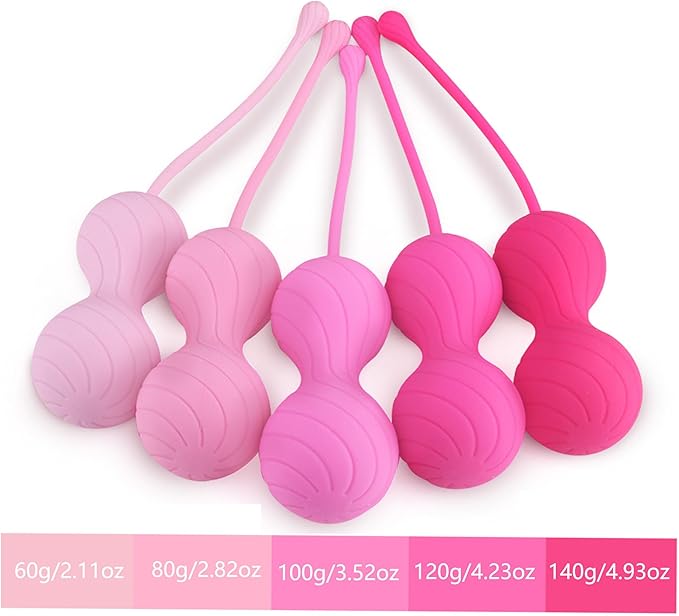 Kegel Exercise System Ben Wa Balls Pelvic Floor Muscle Trainer High-Intensity Training with Double Balls Improves Urinary Leakage Enhances Tightness A Set of 5 Suitable for Advanced Female Users
