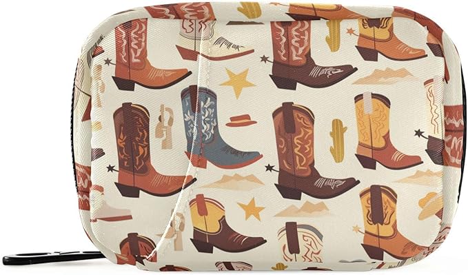 Ollabaky Pill Organizer American Western Cowboy Boots Travel Pill Cases Bag Portable Pill Container 7 Days Pill Box Organizer Vitamin Supplement Holder for Family Business