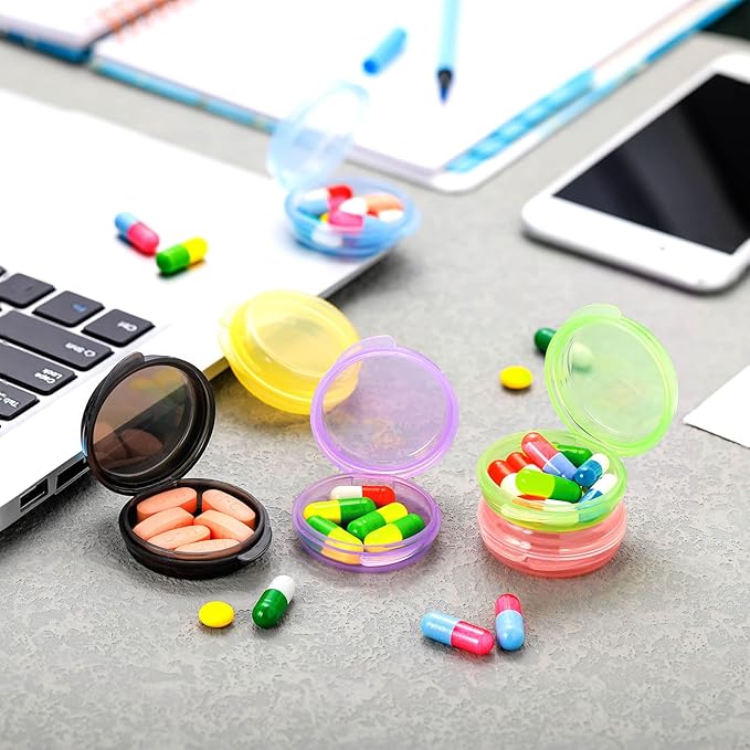 Patelai 6 Packs Small Pill Organizer Box, Travel Pill Container Portable Daily Mini Medicine Case Holder for Pocket Purse Briefcase Cod Liver Oil Jewelry Beads Earplug Storage Box(Bright Color)
