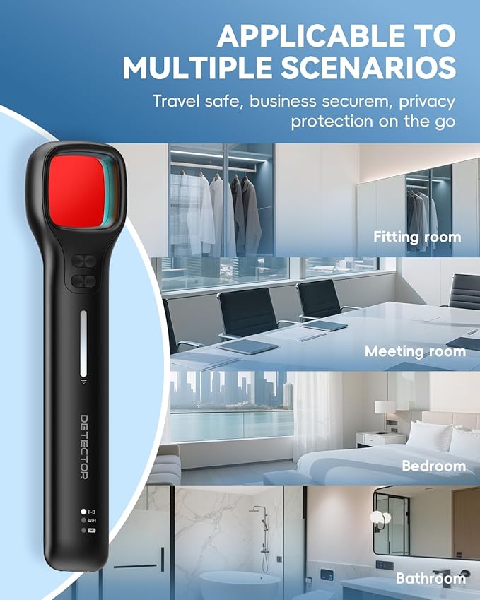 Hidden Camera Detectors with Viewfinder Bug Detector & Spy Camera Finder, Perfect for Hotels, Car, Travel & Office with Rechargeable Battery for 7 Levels Sensitivity 4 Modes