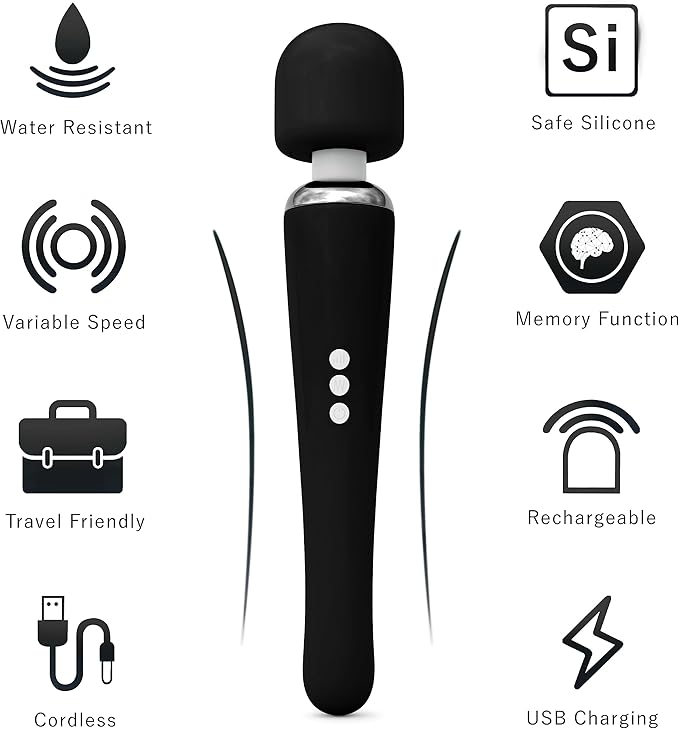 Therapeutic Cordless Massager - Powerful Massage Tool Handheld 8 Speeds 20 Patterns - Rechargeable Hand Massagers for Sore Muscles - Hand Held Massage Tool for Neck & Back
