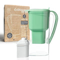 Water Filter Jug Green for Tap Water Alkanatur Drops Filters Water Supports Ionisation and Gives Magnesium from pH 9 1.4 Litre Capacity Filters Limescale Chlorine and Metals Without BPA
