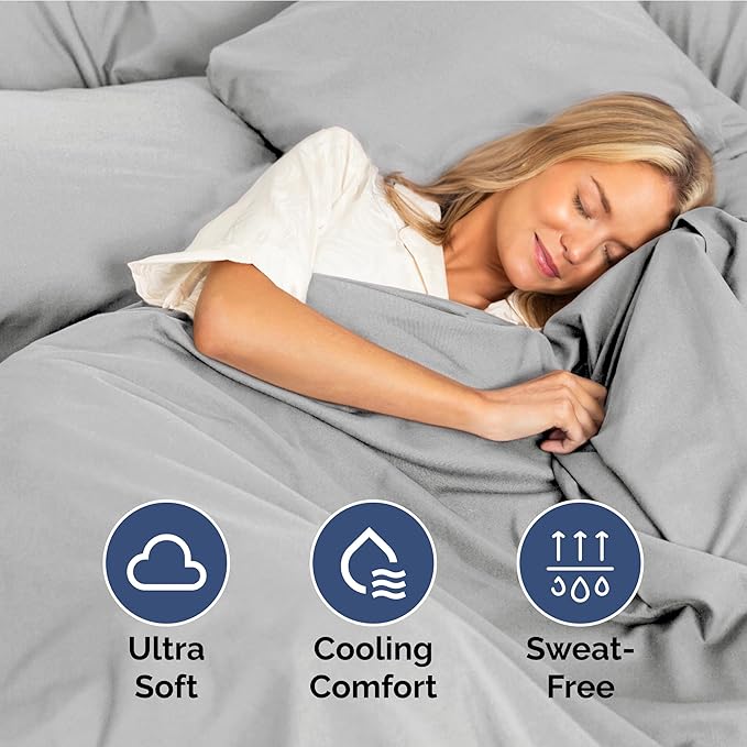 Full Size 4 Piece Sheet Set - Extra Soft, Breathable & Cooling Sheets - Hotel Luxury Durable Bed Sheets for Women & Men - Deep Pockets, Easy-Fit & Wrinkle-Free Sheets - Soft Grey Oeko-Tex Bed Sheets
