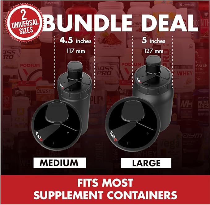 MYLIDO - Protein Powder Dispenser - Universal Size Fits All Brands, Pre and Post Workout, Creatine - Supplement Funnel - Reusable Dishwasher Safe