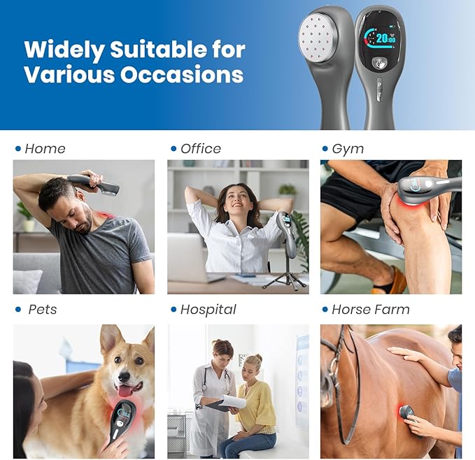 Handheld Red Light Therapy Wand with Stand, Infrared Light Therapy Device for Body, Portable Cold Red Light Therapy Gun for Muscle and Joint Pain(4 * 808nm+14 * 650nm)
