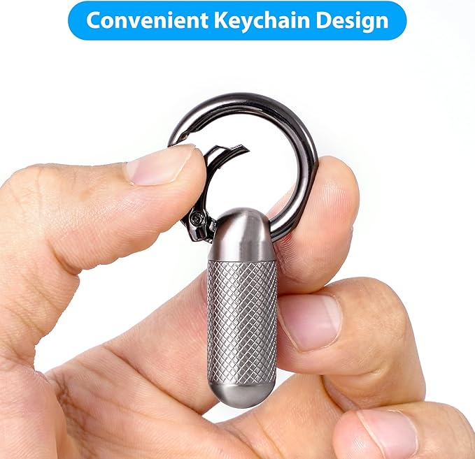 Titanium Keychain Pill Holder,Portable Mini Pill Case, Waterproof Small Pill Container,Mental Pocket Pill Case for Travel Purse