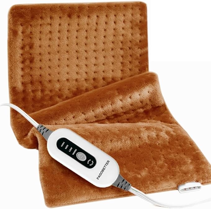 Heating Pad,Electric Heating Pads for Back,Neck,Abdomen,Moist Heating Pad for Shoulder,Knee,Arms,Legs,Dry/Moist Heat & Auto Shut Off,Birthday Gifts for Men and Women, 24x12 Inch (Brown)