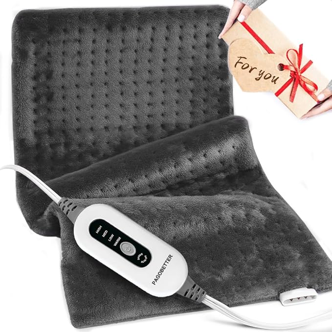 Heating Pad,Electric Heating Pads for Back,Neck,Abdomen,Moist Heating Pad for Shoulder,Knee,Arms,Legs,Dry/Moist Heat & Auto Shut Off,Birthday Gifts for Men and Women, 24x12 Inch (Gray)