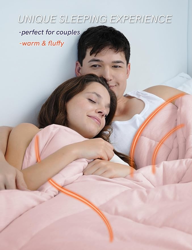 YnM Weighted Blanket King/CA King 20lbs, The Heavy Oversized Weighted Comforter, Warm & Fluffy Throw (Pink, 20lbs, 104" Lx90 W)