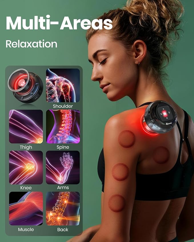 [4 Pack] 5-in-1 Smart Dynamic Cupping Set, Electric Cupping Device with Red Light, Heated Cupping Massager with 12-Level Suction & Heat, Cupping Machine for Pain Relief, Muscle Soreness, Knots, Aches