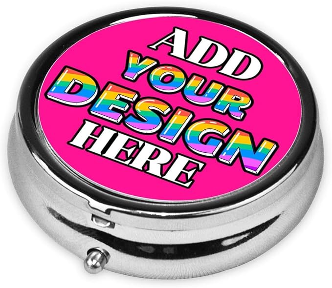 Custom Pill Organizer, Medicine Pill Box Case Container Travel Pill Holder Vitamin for Purse Med Wallet Portable Mini Pastillero Round, Deep Pink, Personalized Gifts with Photo