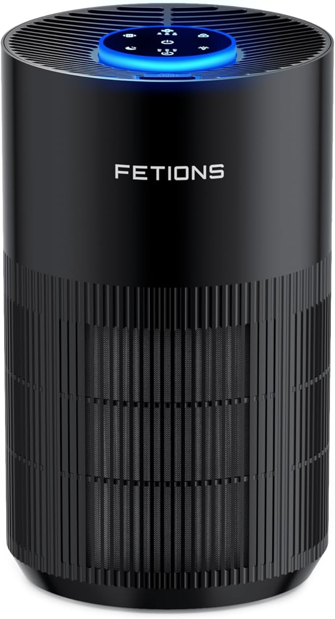 Air Purifiers for Bedroom Home, Quiet Air Cleaner With Sleep Mode Night Light, Small Air Purifier Covers Up to 1200ft², 360° Air Intake, 3 Speeds, Timer, Aroma Function, Black