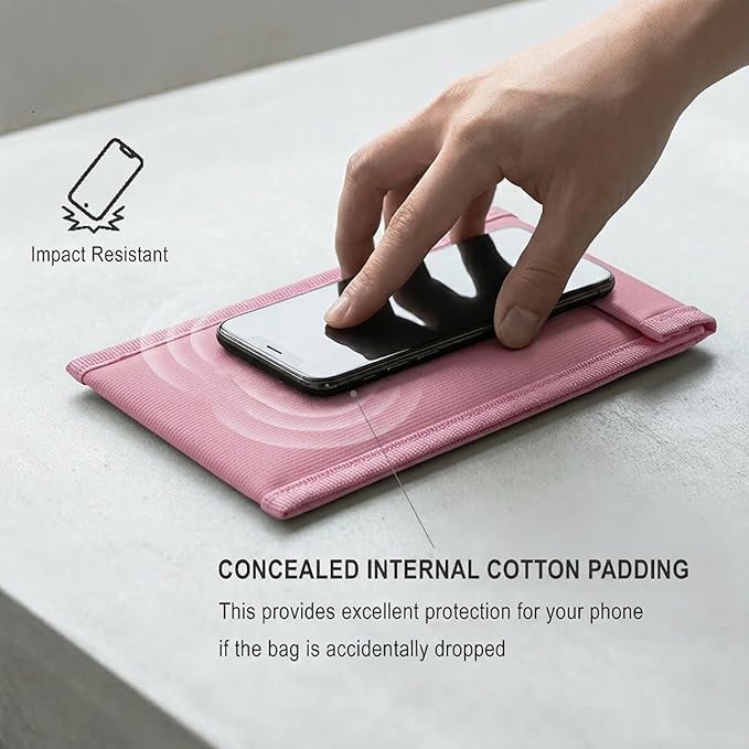 Faraday Bags for Phone Privacy & Security - Signal Blocking Pouch for GPS/WIFI/5G/RFID - Fireproof & Waterproof Anti-Drop Case for Travel & Data Protection Pink