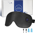 Upgraded 3 Temperature Modes Silk Heated Eye Mask Cordless,Rechargeable Warm Eye Heating Pad No Pressure for Dry Eyes, Sleep Eye Mask Christmas Gift for Men Women (Black)